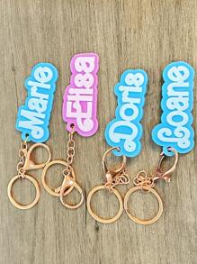 1pc Customizable Pink Acrylic Name Keychain, Double-Layer Personalized Letter Keychain With Multiple Fonts, Cute Pendant Keychain Customization Gift, Back To School Gift, Birthday, Romantic Valentine's Day Holiday Customization Gift