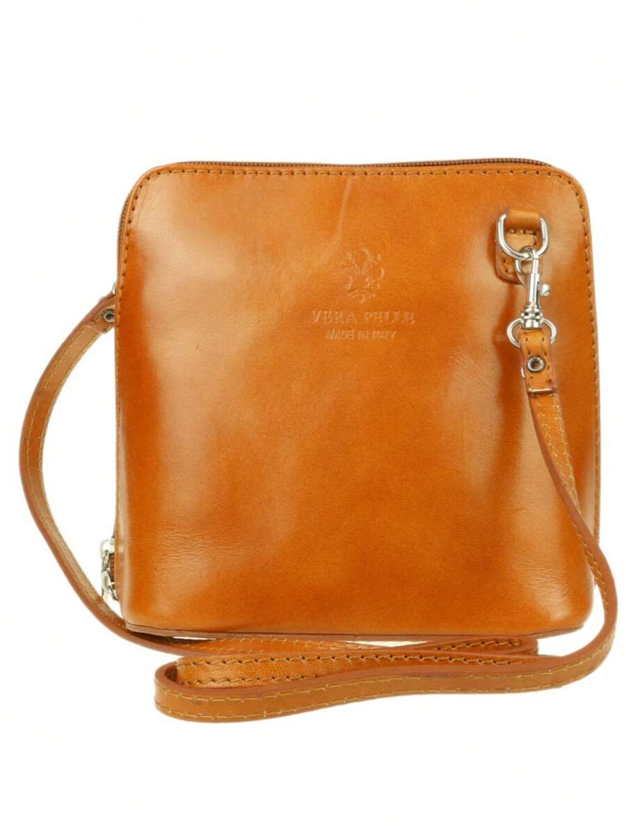 Girly Handbags Womens Italian Small Vera Pelle Genuine Leather Handbag Rigid Cross Body Shoulder Bag