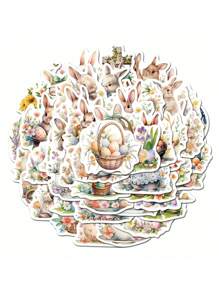 SCXXBSW 50pcs Easter Egg Bunny Cartoon Graffiti Sticker Decoration Water Cup Notebook Luggage Waterproof Sticker - Multicolor - View 4