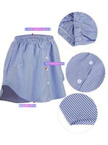 1pc Elastic Waist Extender, Shirt Extender For Women, Adjustable Layered Fake Skirt Bottom Extender - Blue and White - View 3