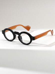 1 Pair Unisex Round Small Frame Thickened Rivet Trim Retro Fashion Casual Street-Style Plain Glass Eyeglasses - Multicolor - View 11