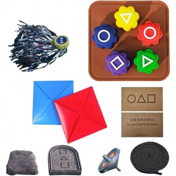 Gonggi Korean Traditional Folk Game Play Set - Jebi Chagi, Gong-Gi, Biseokchigi, Paeng-Y, DDAKJI, Family Travel Games, Squid TV Game