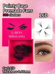 300 Fans Per Box,Thickness 0.05mm,Curl C/D,10D/12D/14D/16D/18D/20D/30D/40D,Sharp Narrow Stem Premade Fans Eyelash Extension,Easy To Carry,Natural & Soft,Party And Travel,Hand-Grafted False Eyelashes