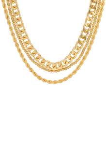 3 件装欧美时尚朋克多层链条项链优雅简约几何项链适合派对佩戴送给女性节日礼物