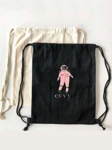 Customized Astronaut Element Drawstring Backpack, Unisex Sports Backpack, Women's Drawstring Shoe Bag Travel Storage Bag, Customized Letter Pattern Gym Bag, Men's Lightweight Drawstring Bag Travel Bag Cloth Bag Dustproof Storage Bag Outdoor Luggage Bag Sports Bag, Student Sports Backpack, School Bag Bundled Handbag, Daily Popular Drawstring Backpack