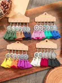 TopHanqi Bộ 12 đôi hoa tai phong cách kỳ nghỉ cổ điển dành cho nữ, hoa tai hình hoa hướng dương tua rua nhiều màu sắc cá nhân hóa, quà tặng ngày lễ bãi biển, phụ kiện tiệc đa năng - Nhiều màu - Xem 9