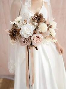 25PCS Artificial Dahlia Flowers Real Looking Lilac Foam Fake Roses With Stems For DIY Wedding Bouquets Bridal Shower Centerpieces Floral Arrangements Party Tables Home Decoration - Rượu sâm banh - Xem 5