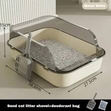 High-Side Cat Sandbox Splashproof Cats Litter Box With Removable Scoop Non-Stick Large Capacity Kitten Toilet Tray Pet Supplies