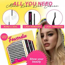 Fowendia Daffodil Petal Style 3D Fluffy Lash Clusters Kit Wispy Individual D Curl Lash Extensions  For Beginner Friendly Volume Look With Longlasting Cluster Lashes With Bond&Seal Remover Applicator WaterProof Easy Apply Makeup For Girls - 水仙花 - 查看 4