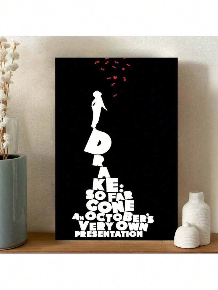 Cuadro de 1 pieza con carátula del álbum "So Far Gone" de Drake, diseño en blanco y negro con corazones rojos, decoración ideal para la habitación y un regalo pensado para los amantes de la música, perfecto para la decoración de la habitación. 1 pieza de pintura en lienzo con marco de madera, grosor 2.25cm/0.9 pulgadas, decoraciones de San Valentín para el hogar, San Valentín, Año Nuevo, decoración del hogar como regalo, decoración estética de la habitación, arte de decoración de pared, regalo perfecto, decoración de pared de otoño e invierno, decoración de la sala de estar, decoración del dormitorio, decoración de la cocina, decoración de la entrada, decoración del baño, pintura de pared directa, póster de pintura de pared de alta calidad, decoraciones de Pascua para mujeres - Multicolor - Ver 1