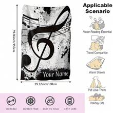 بطانية شخصية ذات نمط علامة موسيقية وشعار نصي مخصص، فائقة اللين والراحة، مناسبة لغرفة النوم والمعيشة والأريكة والمكتب، هدية مميزة للسفر والتخييم