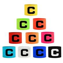 1 pieza Brazalete ajustable y elástico de capitán con la letra "C", disponible en varios colores, para combinar con juegos y entrenamientos de deportes de equipo a fin de identificar claramente la posición del capitán del equipo y facilitar las actividades