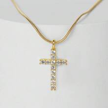 1st Kristallen Kruis Hanger Ketting, Diamanten Strass Kruis Ketting Voor Vrouwen, Geschikt Voor Dagelijkse En Feestelijke Gelegenheden