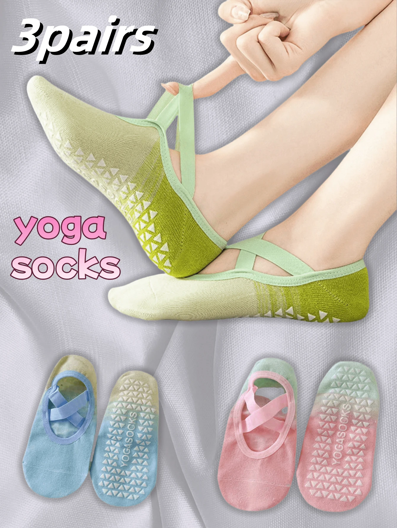 1/2/3 Pairs Of Women's Yoga Socks, Indoor Sports Socks, Non-Slip Socks, Gradient Color, Crew Socks, Short Socks, Dance Socks, Soft Women's Socks For Many Sports