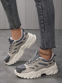 Women's Retro Casual Sports Shoes, Fashion Minimalist Platform Thick Sole Chunky Sneakers