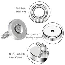 Set di magneti da pesca ad alte prestazioni con magneti in terre rare al neodimio ultra-resistenti da 3,2 cm/1,26 pollici, corda da 393,7 pollici e accessori in acciaio inossidabile, in metallo argento anti-ruggine, perfetto per la raccolta di metalli, la cucina, il recupero all'aperto e la pesca