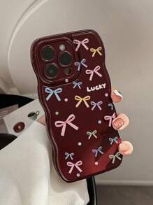 Bow-Knot1pc GUCADI Pink Bow Blue Lace Bow Phone Case Compatible With Apple Phones - Wine Red - View 2