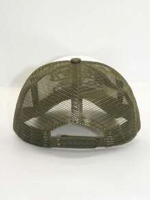 1pc Unisex Letter Embroidery Mesh Baseball Cap, Curved Brim Casual Outdoor Sun Hat For Driving, Fishing, Hiking, Suitable For Daily Use - Dark Green - View 5