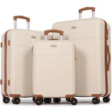 Luggage Sets 3, ABS Hard Shell Lightweight Trolley Travel Suitcase Set With 4 Spinner Wheels TSA Lock For Man Women, 21" + 24" + 28"