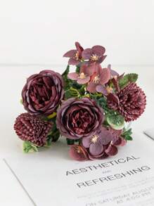 1PC/3PCS Artificial Peony Silk Hydrangea Bouquet, Bride Holding Flower Material, Home, Dining Room, Vase Decoration, Wedding Decoration, Background Wall Decoration, Flower Wedding Car With DIY Wreath Material, Door Lintel, Flower Material, Valentine's Day Gift, Autumn Decoration Gifts Birthday Graduation