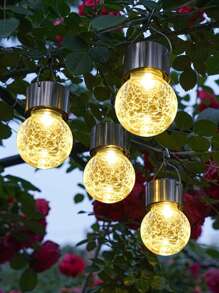 1pc Solar Crackle Ball Hanging Solar Crackle Hanging Solar Light Decorative Light Outdoor Garden Courtyard Wall Landscape Wall Holiday Decoration Tree Hanging Solar Light, Courtyard Decoration Crackle Ball Solar LED Light, Home Decor Garden Outdoor Solar Crackle Light, Holiday Christmas Ramadan Decoration Solar Outdoor Light, Fairy Light, Camping Light