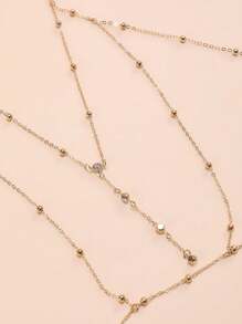 1pc Gold Bling-Bling Rhinestone Bikini Body Chain, Sexy Chest Chain Jewelry For Beach Photography - Gold - View 4