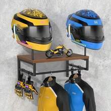 BORISI Helmet Holder Wall Mount Motorcycle Helmet Holder Helmet Stand With Motorcycle Accessories Helmet Rack For Display Wall Mount Motorcycle Gear Storage Rack - RetroBlack1 - View 1