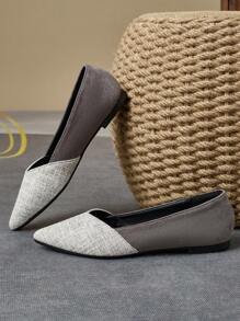 WHDXY 女士性感尖头平底绒面革一脚蹬鞋，软底休闲工作平底鞋，紫色，百搭新款复古豹纹平底鞋，适合搭配礼服 - 灰色 - 查看 2