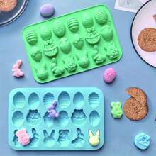 1 pieza de molde de silicona de huevo de Conejo de Pascua de color aleatorio, molde para caramelos, gelatinas, pasteles, gofres, rosquillas, chocolates, molde de pastel con forma creativa, molde para velas, molde para hacer jabón, artesanía con arcilla, multiusos para manualidades