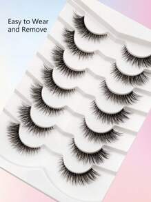 Asiteo 7 Pairs Clear Band Wispy Natural Lashes - Reusable, And Lightweight For A Dramatic Eye Makeup Look - Perfect For Everyday Wear False Eyelashes Strip Lashes, Lashes, Eyelashes, Fake Lashes - Black - View 6