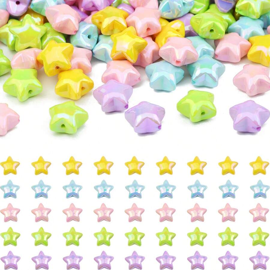 20pcs Fluorescent Five-Pointed Star Beads For DIY Jewelry Making, Suitable For Bracelets, Necklaces, Earrings, Phone Straps And Keychains
