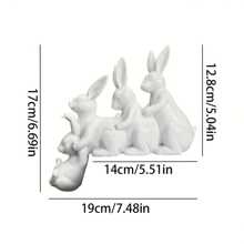 4 Rabbits Figurines Resin Sculpture Decoration For Home Desktop Decoration - 白色 - 查看 8