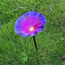 Morning Glory Bird Bath With Stake Metal Purple Flower Bird Feeder Tray Creative Morning Glory Garden Stakes For Outdoors Yard Patio Decor - Màu tím - Xem 4