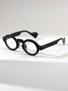 1 Pair Unisex Round Small Frame Thickened Rivet Trim Retro Fashion Casual Street-Style Plain Glass Eyeglasses - Multicolor - View 3
