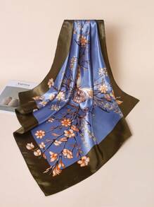 1pc Women's 90 Colors Square Scarf, Elegant Minimalist Plant & Floral Pattern Printed New Bandana, Suitable For Casual And Street Matching Scarf, Headband, Head Wrap, Accessory - Multicolor - View 4