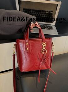 Nuevo bolso de cubo de moda para mujer de unicolor y minimalista de piel de PU, estilo elevado perfecto para citas y salidas informales, versátil bolso cruzado mini