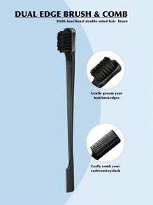 1/3/5/7件套美发造型工具套装，包含梳子、喷雾瓶、透明水瓶、尖尾梳、发际线定型梳，适合作为新年礼物送给女孩，附赠可爱DIY贴纸（款式随机） - 黑色 - 查看 6