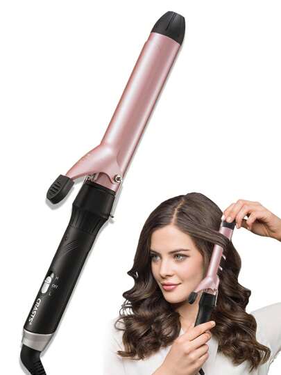  CRASTS 32mm Hair Curler, Curling Iron With Temperature Setting, Hair Iron, Flat Iron, Black&Rose Color, Hair Styler HC-032, Suitable For Personal Hair Styling, Hair Care Gift