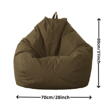 1pc Slouchy Folding Sofa Bean Bag Cover, Removable & Washable, Suitable For Outdoor, Bedroom, Living Room, And Home Decor (Filler Not Included), Easy Assembly & Disassembly - Coffee Brown - View 2