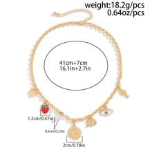 1 件复古多元素设计金属几何方形和圆形吊坠流苏项链，女士时尚巴洛克仿珍珠太阳爱眼吊坠颈链