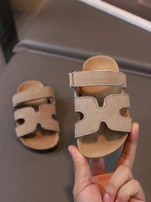 Fashionable & Versatile Soft Bottom Comfortable Lightweight Slip-On Sandals For Toddlers, Suitable For Indoor & Outdoor Wear - Khaki - View 2