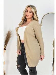 Cardigan Casaco Tricot Plus Size Casual Outono Inverno