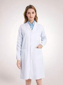 Bata Laboratorio Con Bolsas - Blanco - Ver 1