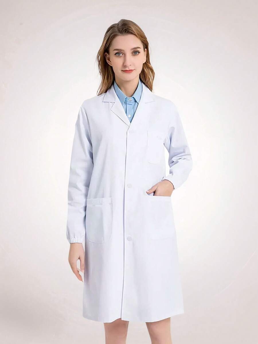 Bata Laboratorio Con Bolsas - Blanco - Ver 1