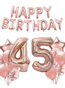 一套成人生日派对装饰气球，玫瑰金数字铝箔气球，包含18岁、21岁、30岁、40岁、50岁、60岁生日派对用品，圣诞主题