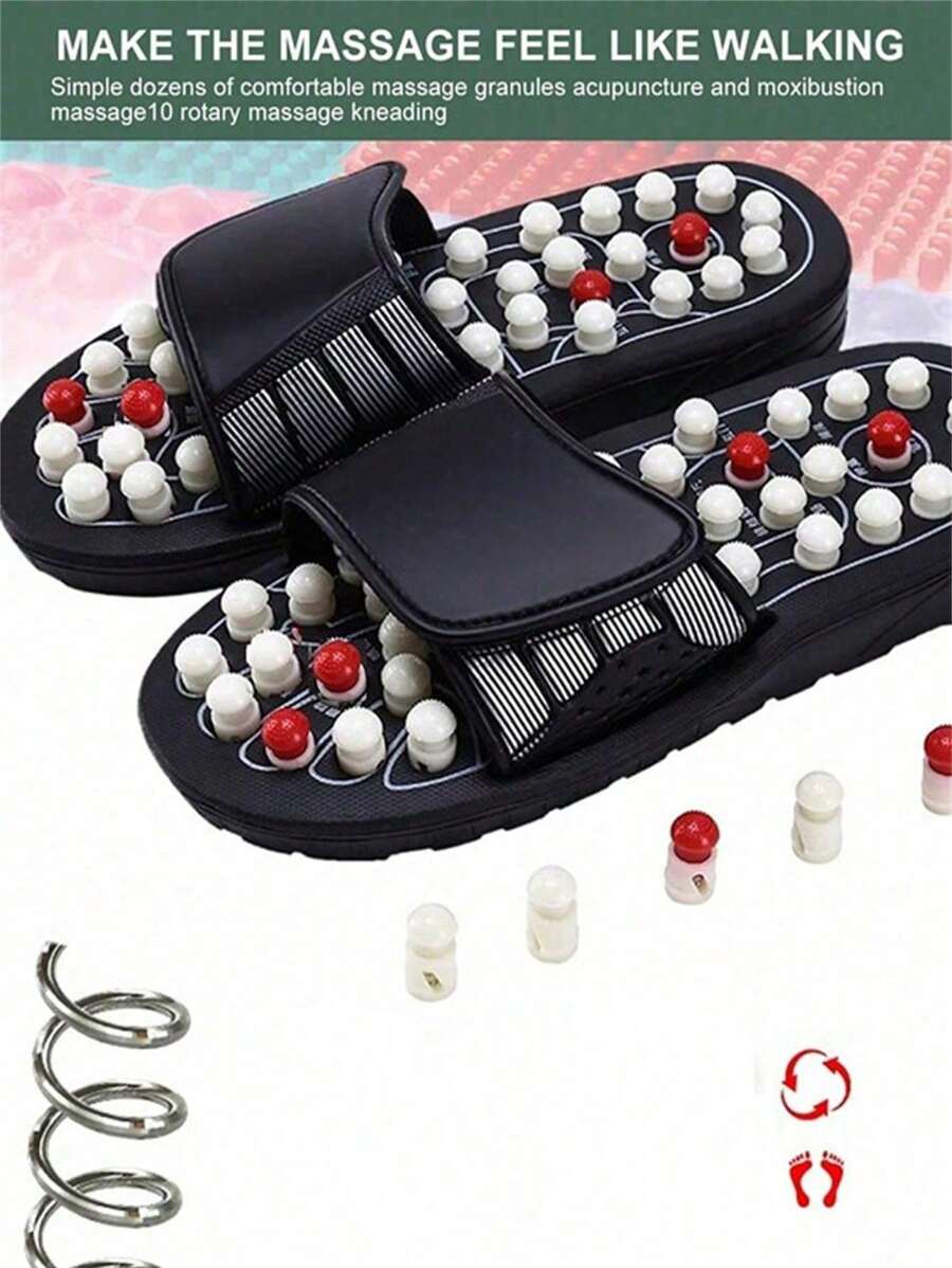 Acupoint Massage Slippers Sandal For Men Feet Chinese Acupressure Therapy Medical Rotating Foot Massager Shoes Unisex Mother's Day Flowers, Personalized Gifts For Mom, Last Minute Gifts, Mother's Day Ideas, Mothering Sunday Gifts, Handmade Cards For Mum, Best Mother's Day Gifts Under $50 - Black - View 1