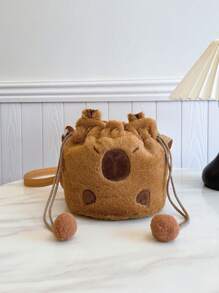 Fashionable Capybara Pattern Plush Crossbody Bag, Can Be Used As A Shoulder Bag, Handbag And Casual Bag, New Bag, - Brown - View 7