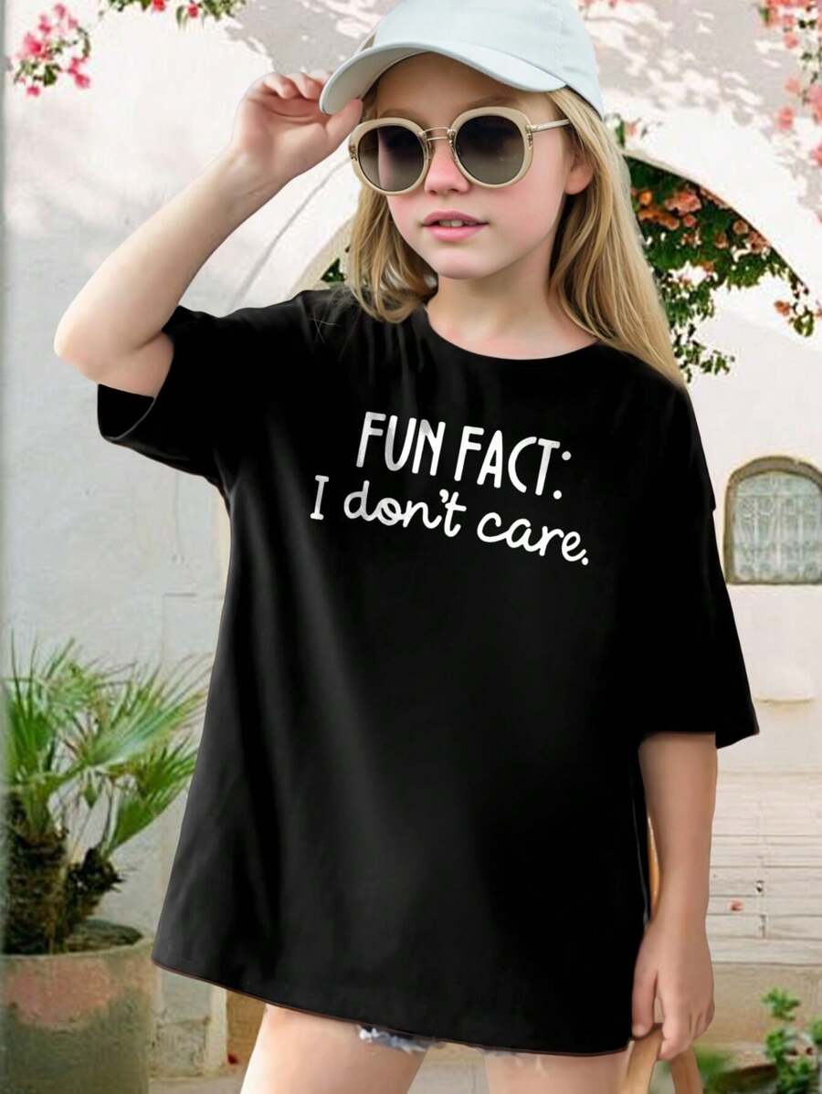 Kids' Funny Sarcastic T-Shirt - Boys Girls Short Sleeve Graphic Tee - Comfortable Cotton Tee - Back To School Outfit - Teenager Child Casual Wear - 黑色 - 查看 1
