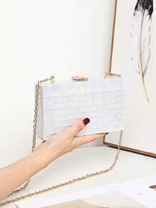 Women's Acrylic Patchwork Mini Clutch - White - View 2