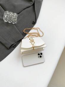 1pc Fashionable Shoulder Bag Simple Casual Bag Retro Casual Chain Messenger Bag, Shiny Pu Material, Flip Magnetic Buckle Closure, Messenger Bag Decorated With Fashionable Tassel Pendant, A Variety Of Colors To Choose From, High-End And Stylish Solid Color Matching, Suitable For Girls To Go Shopping, Daily Travel, Attend Parties, Casual And Simple Style